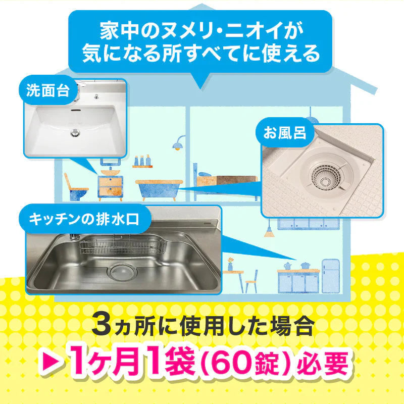 さよならヌメリー2個セット キッチン 排水口 ヌメリ取り ヌメリ 掃除 予防 排水口掃除 排水溝 台所掃除 お風呂掃除 臭い シンク 洗浄剤 洗剤 消臭 バイオ 非塩素 塩素不使用　ディスポーザー 浄化槽