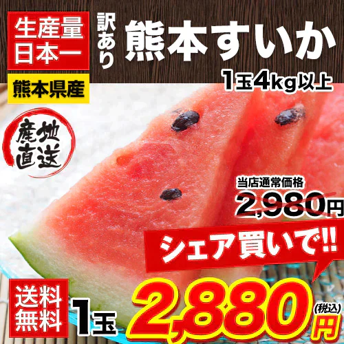 すいか 熊本県産 送料無料 訳あり スイカ 熊本すいか 1玉 S〜Mサイズ 4kg以上 果物 フルーツ 旬 食品 7-14営業日以内に出荷予定(土日祝日除く)