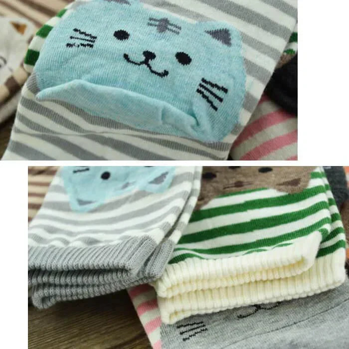 【予約商品・発送時期は商品説明に記載】猫靴下 6足セット 猫柄 ネコソックス かわいい ボーダー ショートソックス 肉球 ねこ 靴下 ネコ コットン くつ下 ソックス カジュアル 春 夏 秋 冬 女性 レディース 子供 送料無料