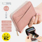 【ピンク】 ミニ財布 レディース メンズ カードケース 牛革 二つ折り 大容量 コンパクト じゃばら式