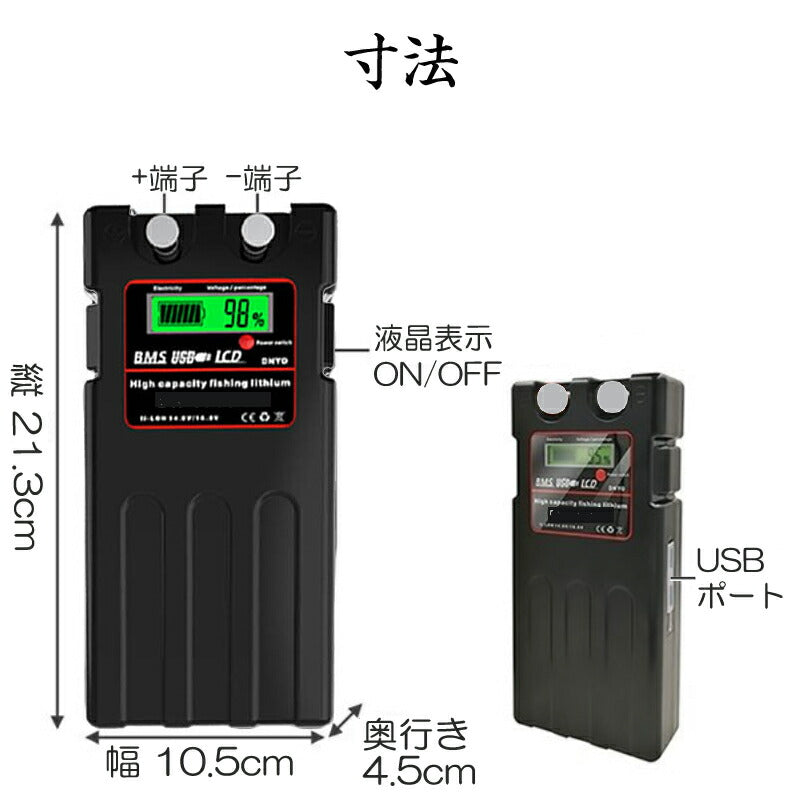 電動リールバッテリー 14000ｍAh ダイワ シマノdaiwa shimano 電量残量表示パネルあり 超大容量電池 14.8V キャリングケース付き PSE認証済 釣り