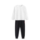 2点セット ブラック 110cm トレーナー1枚 と ズボン1枚 体育 体操服 子供 キッズ 白Tシャツ長袖 黒 グレー パンツ 秋 春 冬 通気性 運動会 イベント 男女兼用 ポップダンス