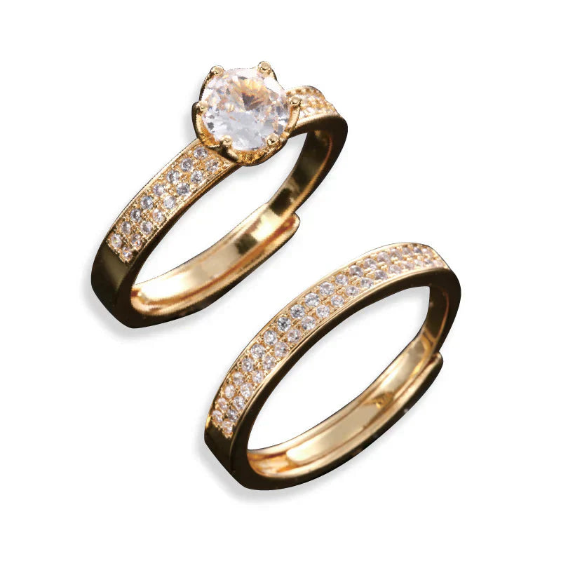 プレミアムラッキーリング(2個組) 指輪 レディース ゴールドリング 開運 金色 金運 幸運 運気アップ 成功 金運アップ 財運 開運 願望成就 フリーサイズ 8〜18号 調節可 金運の象徴 ゴールドカラーのリング サイズ調整可能 きらめくストーン 開運グッズ アクセサリー 指輪 パワーストーン 占い ブレスレット おすすめ ランキング ジルコニア