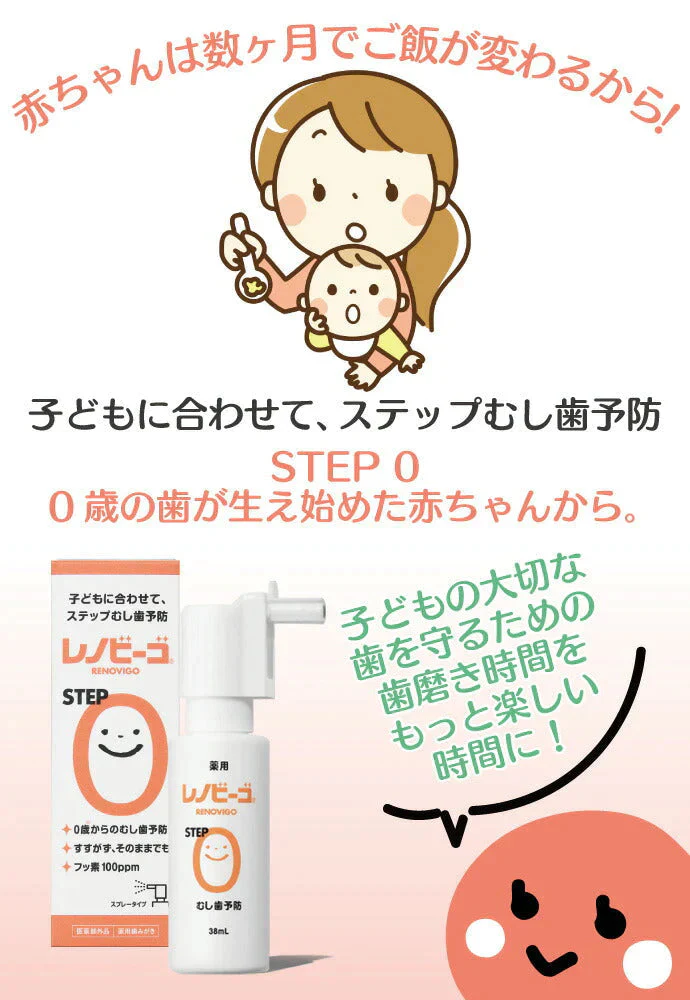 レノビーゴ STEP0 1本（38mL）フッ素100ppm むし歯 発生進行予防 乳幼児からのむし歯予防★レノビーゴのパッケージがリニューアル★【メール便送料無料】