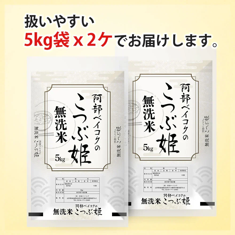 無洗米 10kg (5kg×2袋) こつぶ姫 国内産 送料無料 無洗米10キロ こめ コメ お米 精米 お米10kg お米10キロ