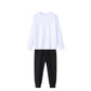 2点セット ブラック 130cm Tシャツ長袖 白 1枚 と スウェットズボン1枚 体育 体操服 子供 キッズ パンツ 秋 春 冬 通気性 運動会 イベント 男女兼用 90 100 110 120 130 140 150