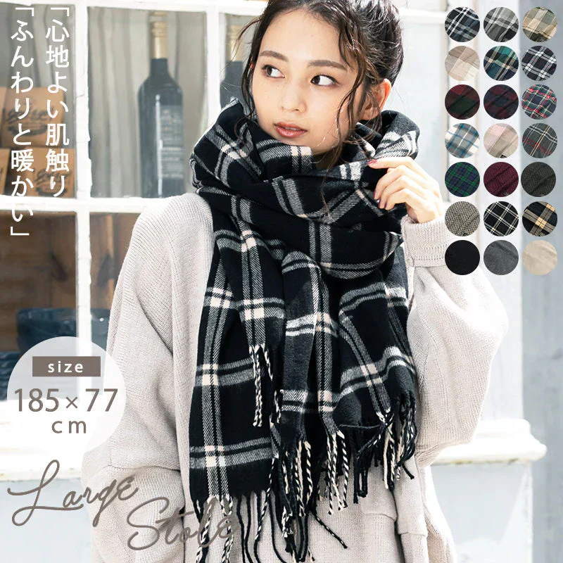 【21ブラックブラック】【商品名：大判なめらかストール】