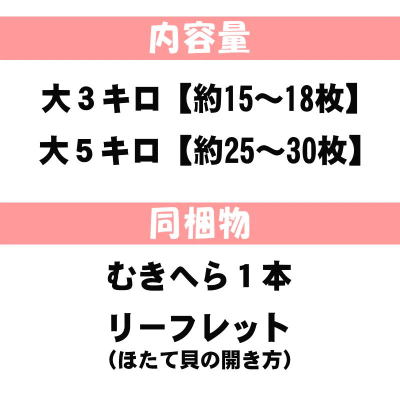 8月中旬まで限定販売　青森県野牛産　活ほたて　大サイズ3キロ　むきへら付き