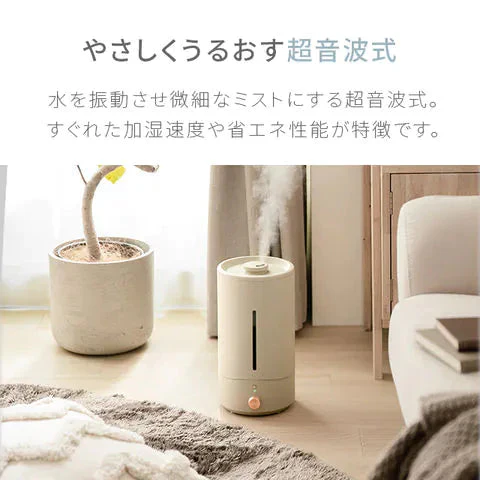 （オフホワイト）超音波式加湿器【1年保証】