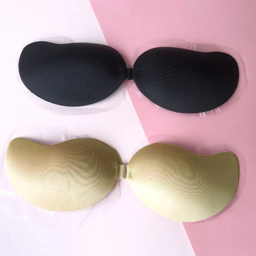 ヌーブラ シリコンブラ ブラジャー シリコンパッド フロントホック ブラジャー単品 ストラップレス レディース インナー ノンワイヤー ワイヤレスブラ　下着 背中あき A B C　軽量 透け防止 ニップレス 女性用 乳首隠し 強粘着力 透け防止 胸パッド