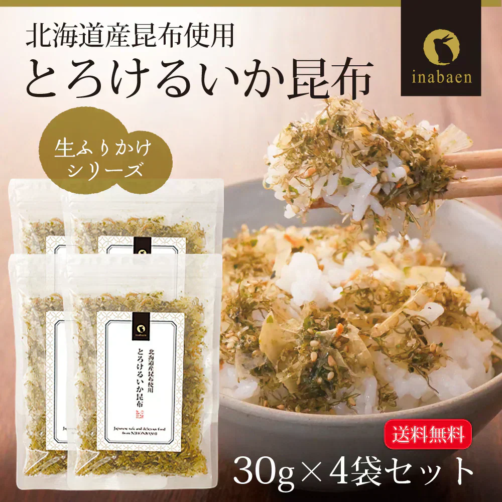 【4個セット】日本橋いなば園 とろけるいか昆布ふりかけ 30g メール便 送料無料