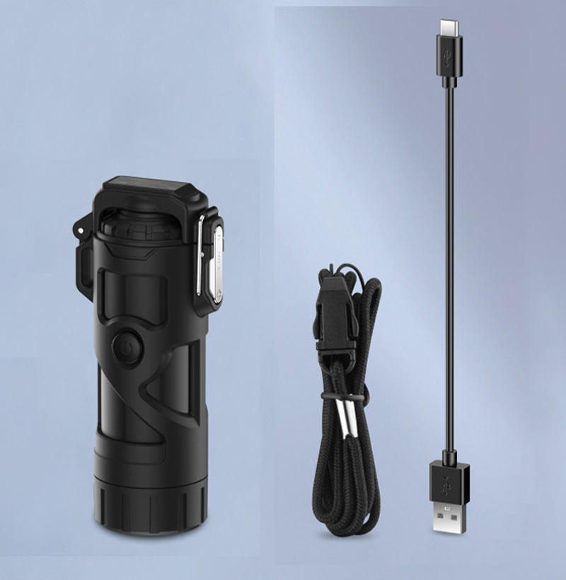 電子ライター Type-C充電式 防塵 防水 防風 無炎 懐中電灯機能 3段階照明モード 小型 軽量 無火炎 LED電量表示 アウトドア 登山 キャンプ 防災 プレゼント w666C(グリーン)