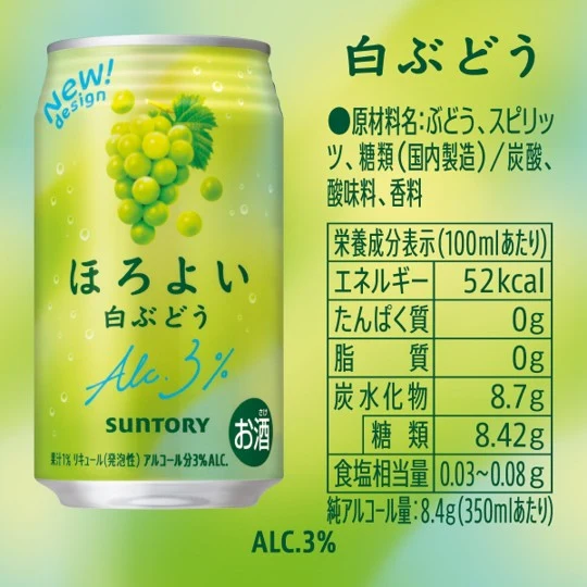 【送料無料】サントリー ほろよい 白ぶどう 350ml×1ケース/24本【北海道・東北・四国・九州地方は別途送料が掛かります。】