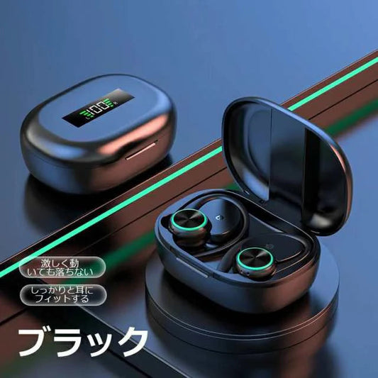 イヤホン 耳を塞がない ワイヤレス bluetooth 5.3 ランニング オープンイヤー ワイヤレスイヤホン ジョギング イヤーカフイヤホン 耳掛け式 マイク 高音質 w602A(ブラック)