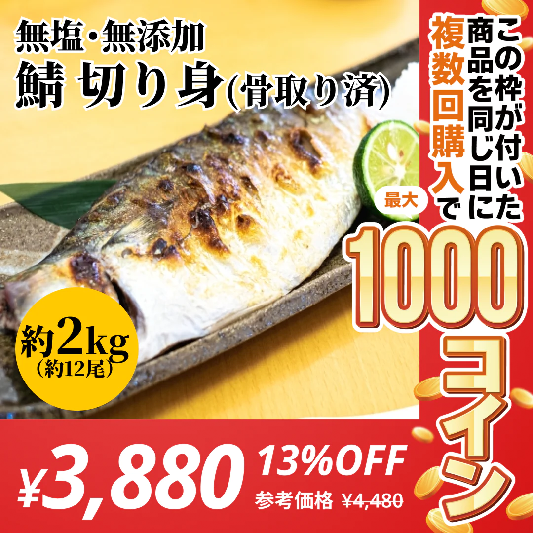 さば 無添加 無塩  サバ 鯖 約2kg(約12尾）【コインバック対象】