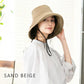【XLサイズ58.5-61cm-サンドベージュ】【商品名：紐付き麻ポリブリムハット】