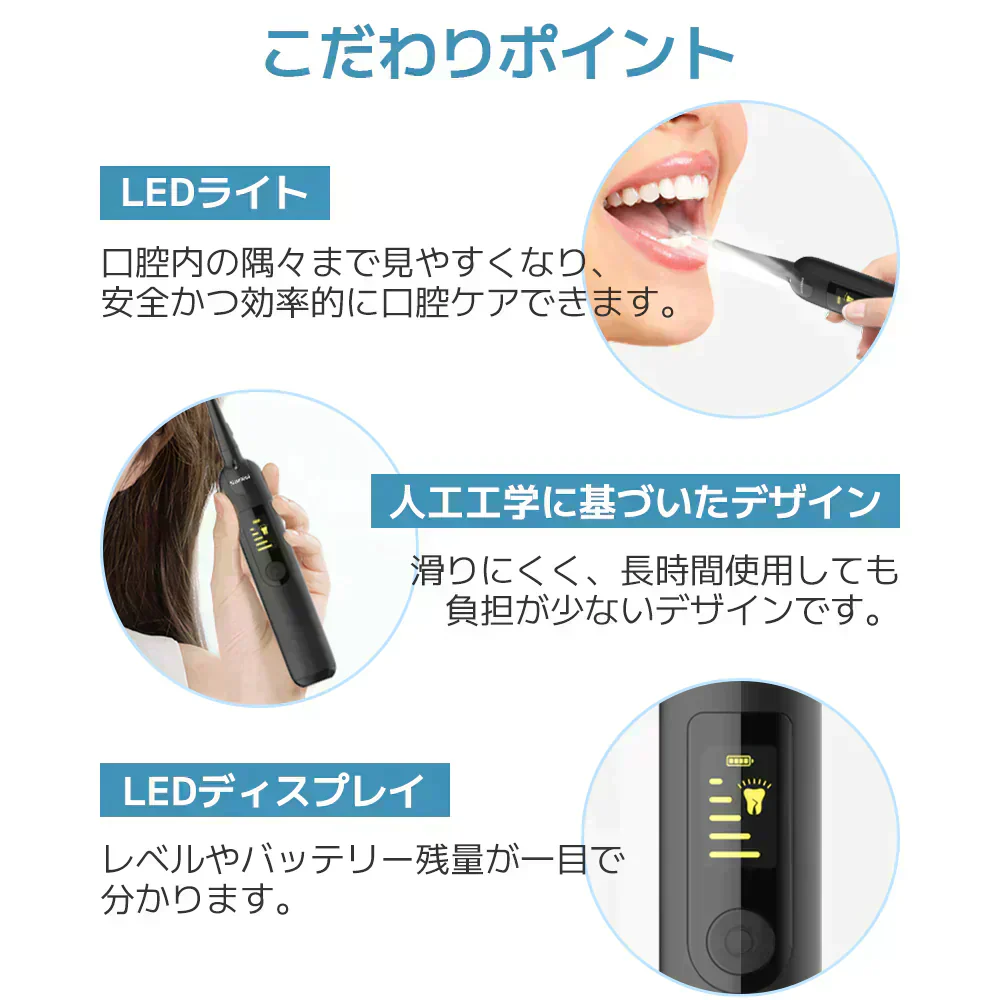 Sarlisi 歯石取り デンタルツール 口腔洗浄 歯間のクリーニング 虫歯予防 1台多役 小型 オーラルケア 家庭用