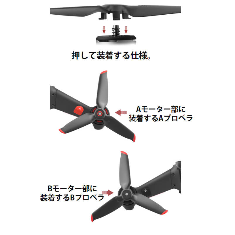 DJI FPV 適用プロペラ2本セット 1ペア Aタイプ1本 Bタイプ1本 ドローンDJI FPV交換用ブレード Propellers スペア部品 Tsmoile TSモバイル