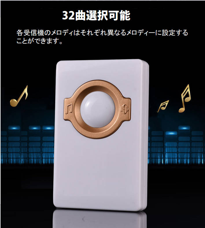 ワイヤレスチャイム ドアベル 無線チャイム 光と音で呼び出し 呼び鈴 押しボタン式 配線不要 玄関 ナースコール 介護 福祉施設 防水 ピンポン 電池不要 スイッチ