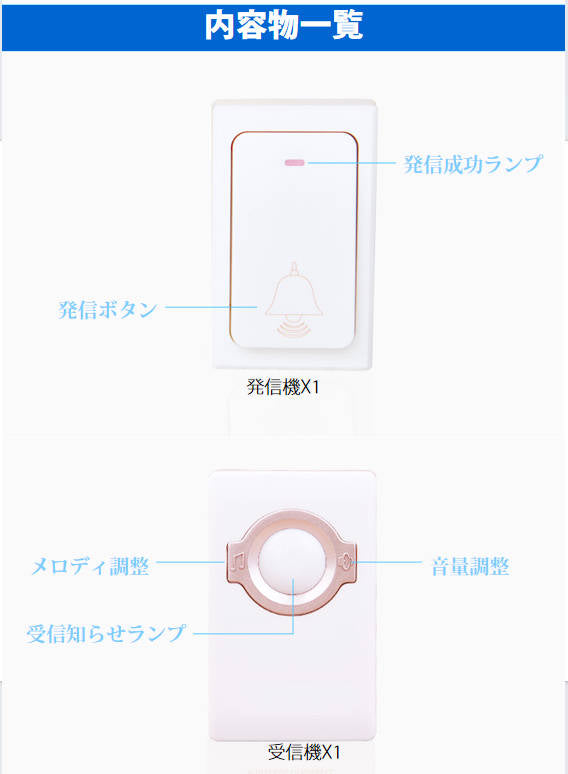 ワイヤレスチャイム ドアベル 無線チャイム 光と音で呼び出し 呼び鈴 押しボタン式 配線不要 玄関 ナースコール 介護 福祉施設 防水 ピンポン 電池不要 スイッチ