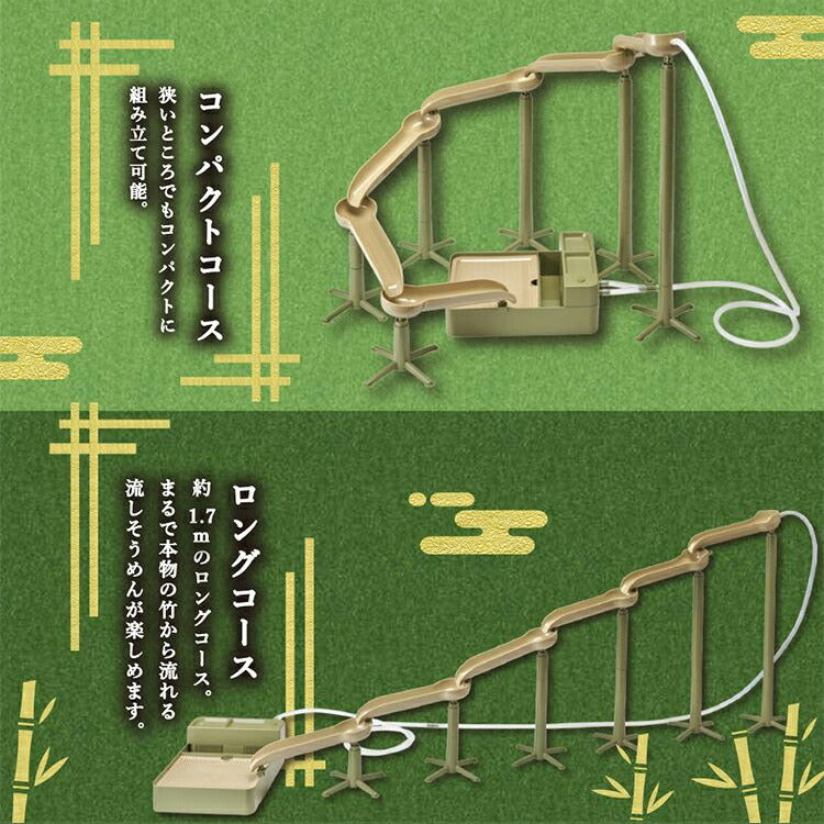 二代目 竹の涼亭 流しそうめん 流しそうめん器 薬味ポケット付き 卓上 コードレス 電池式 夏 竹風 室内 素麺 ダブルコース