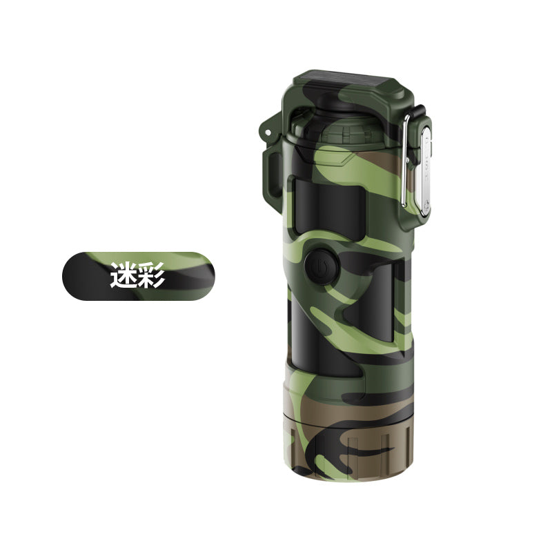 電子ライター Type-C充電式 防塵 防水 防風 無炎 懐中電灯機能 3段階照明モード 小型 軽量 無火炎 LED電量表示 アウトドア 登山 キャンプ 防災 プレゼント w666A(ブラック)