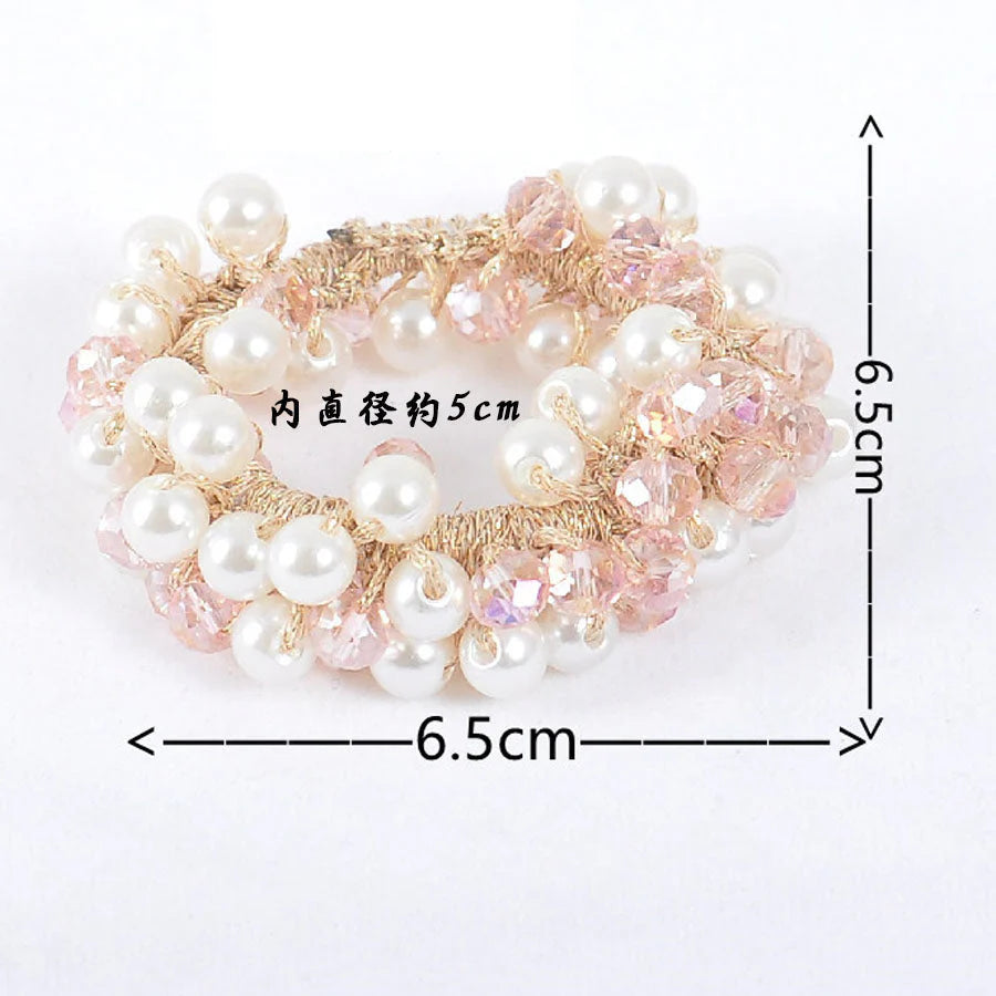 (ベージュ)ヘアゴム パール バブル シンプル ブレスレット ビーズ ヘア留め ヘアアクセサリー 髪飾り