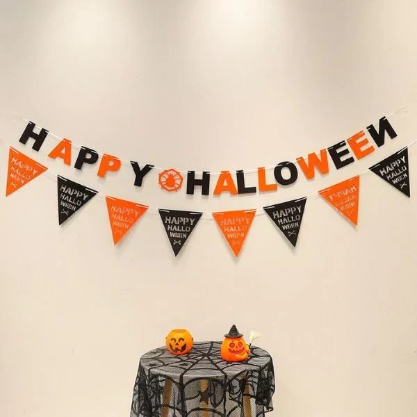 (タイプB) ハロウィン 飾り ガーランド ４本セット かぼちゃ 旗 雑貨 お化け 骸骨 吊るす 旗 インテリア 小物 デコレーション 小物 飾り付け 壁 玄関