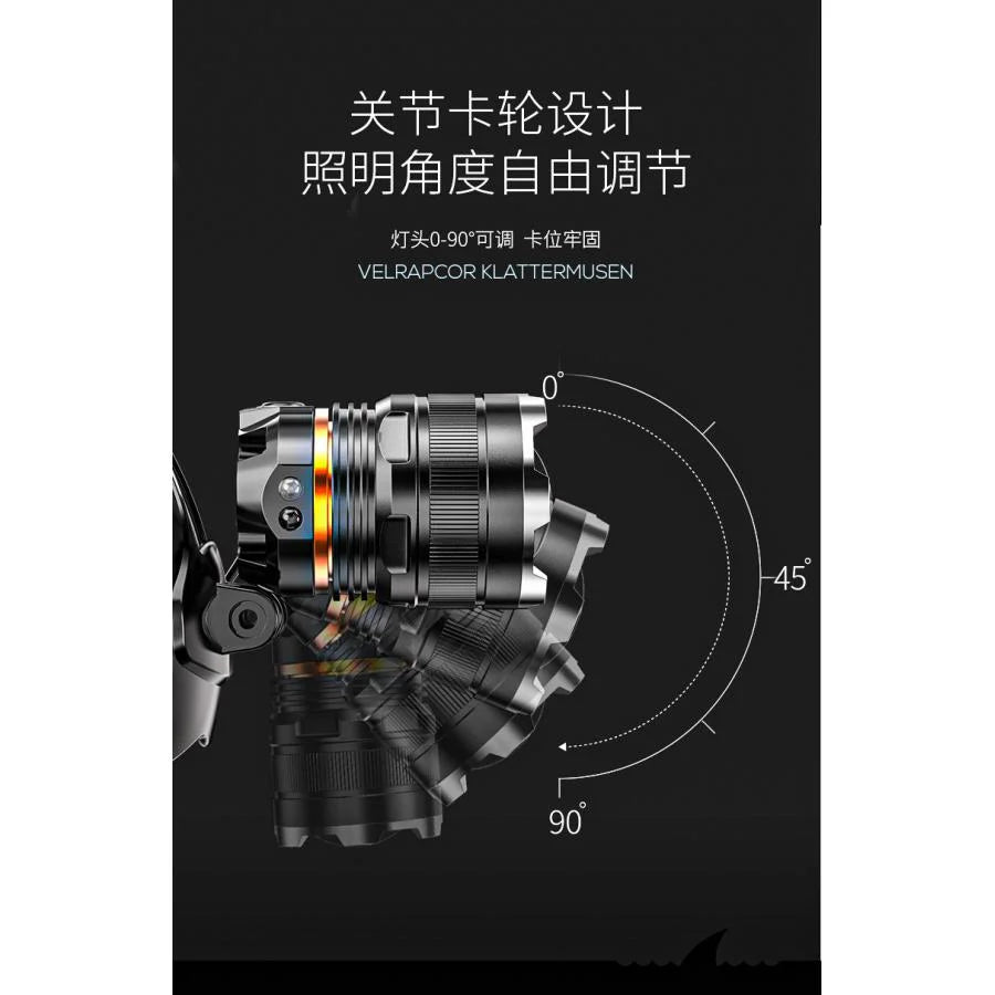 ヘッドライト USB急速充電式 90°回転可能　ズーム機能　ヘッドランプ ヘルメット ライト ズーム機能 ヘッド懐中電灯 夜釣り ライト 軽量 防水 停電 防災 登山