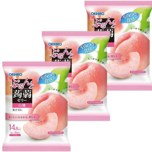 【3個セット】オリヒロ やみつき食感！ぷるんと蒟蒻ゼリー パウチ 白桃 20g*6個入 こんにゃくゼリー 蒟蒻ゼリー ゼリー (ゼリー白桃3)※