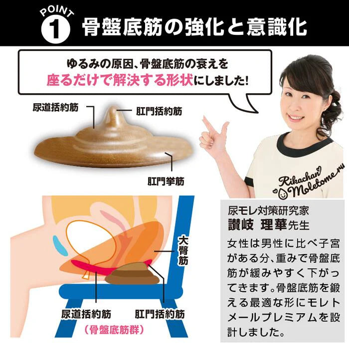 リカちゃんのモレトメールプレミアム- 1日10分！尿モレ対策習慣！骨盤底筋を意識してギュッ！尿漏れ 産後 骨盤のゆるみ 姿勢矯正 骨盤底筋トレーニング グッズ