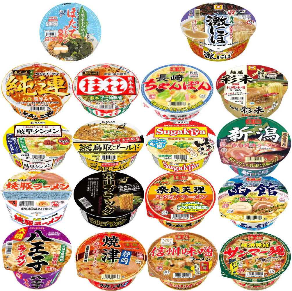 【改廃のお知らせ】 ざわつく金曜日 入選 ご当地カップ麺特集 豪華決定版 青森激にぼ、ほたてラーメン追加の18種セット