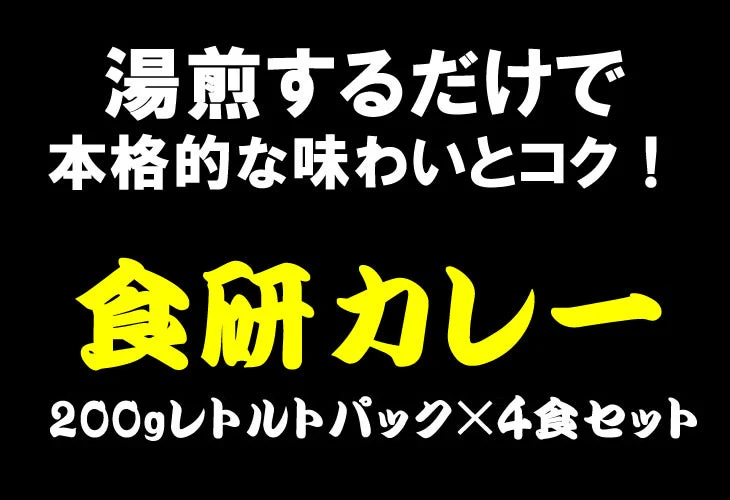 食研カレー　4食セット (200g x 4パック)　こだわりの本格ビーフカレー 送料無料 ネコポス送料込 他商品との同梱不可 お歳暮