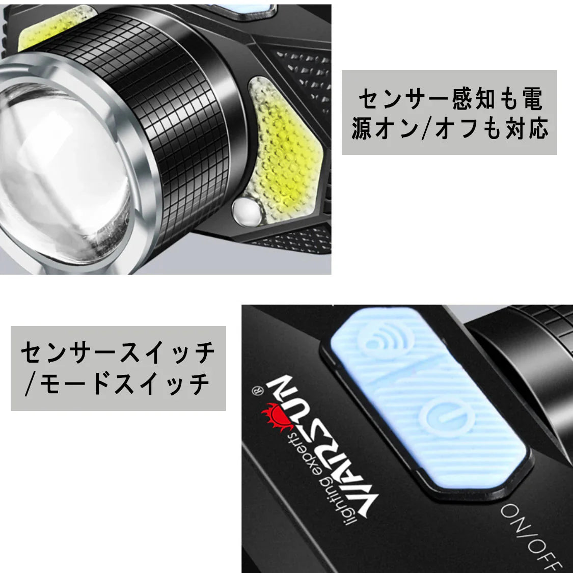 LED ヘッドライト USB充電式 ヘッドランプ スマートセンサー 充電池内蔵　4つ点灯モード 高輝度 IPX4防水 小型 軽量 釣り 登山 車検 作業 防災 散歩 キャンプ アウトドア用 角度調節可能(w151)