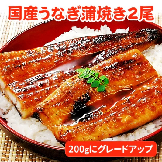 国産 うなぎ蒲焼き 約170g×2尾 送料無料 九州産 今だけ200gにグレードアップ