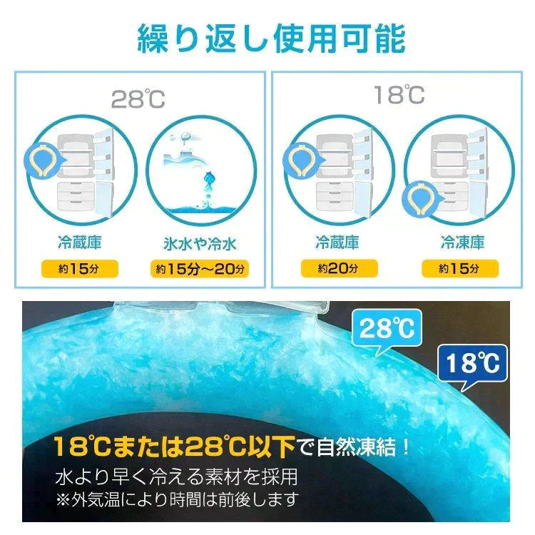 ＜在庫切れ＞【在庫処分】 28℃大人用Lサイズ水色 爽快リング ネッククーラー アイス ネック アイス 冷感 リング ひんやり PCM クール 熱中症対策 冷感 ny518