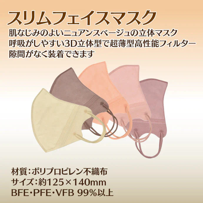 マスク スリムフェイスマスク 10枚入 (約125×140mm) ピーチベージュ【メール便送料無料】