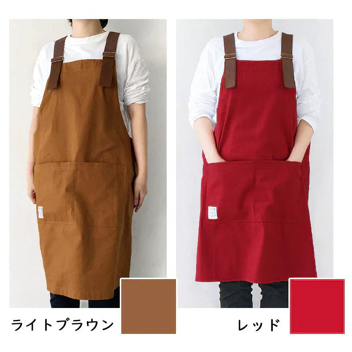 【グレージュ】FABORI ワークエプロン ブルー エプロン メンズ レディース おしゃれ 男女兼用 フリーサイズ かぶり かぶるだけ ガーデニング 膝丈 シンプル DIY 無地 大人 プレゼント ギフト 父の日 保育士