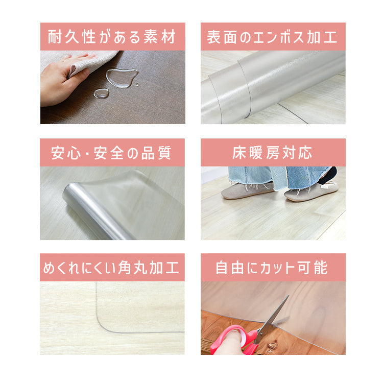 ダイニングマット 撥水 クリア 180cm×180cm ダイニング マット 透明 防水 床暖房対応 抗菌 防カビ 厚1.5mm クリアマット 透明マット 保護シート フロアマット キッチンマット テーブルマット クッションマット