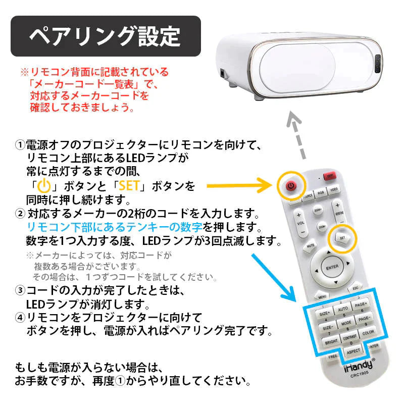 リモコンスタンド1個付属 プロジェクター 汎用 リモコン 互換 代用 予備 交換 多機能 便利 簡単操作 EPSON BenQ LG DELL Canon SONY 東芝 Panasonic SHARP 対応