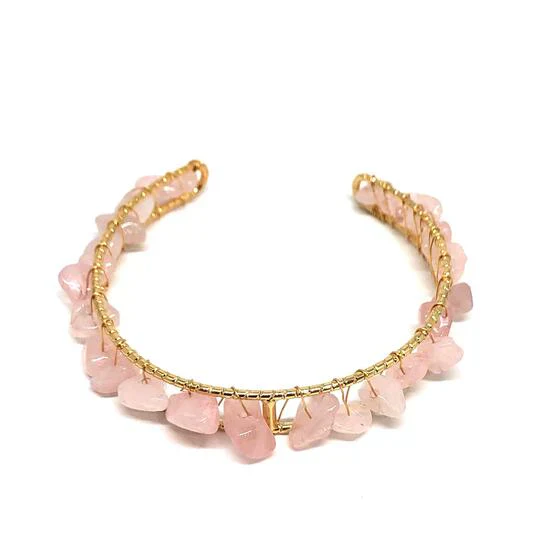 ブレスレット 送料無料 AUULA ローズクウォーツブレスレット さざれ石（大）アクセサリー かわいい ガーリー 上品 おしゃれ 女の子 パール