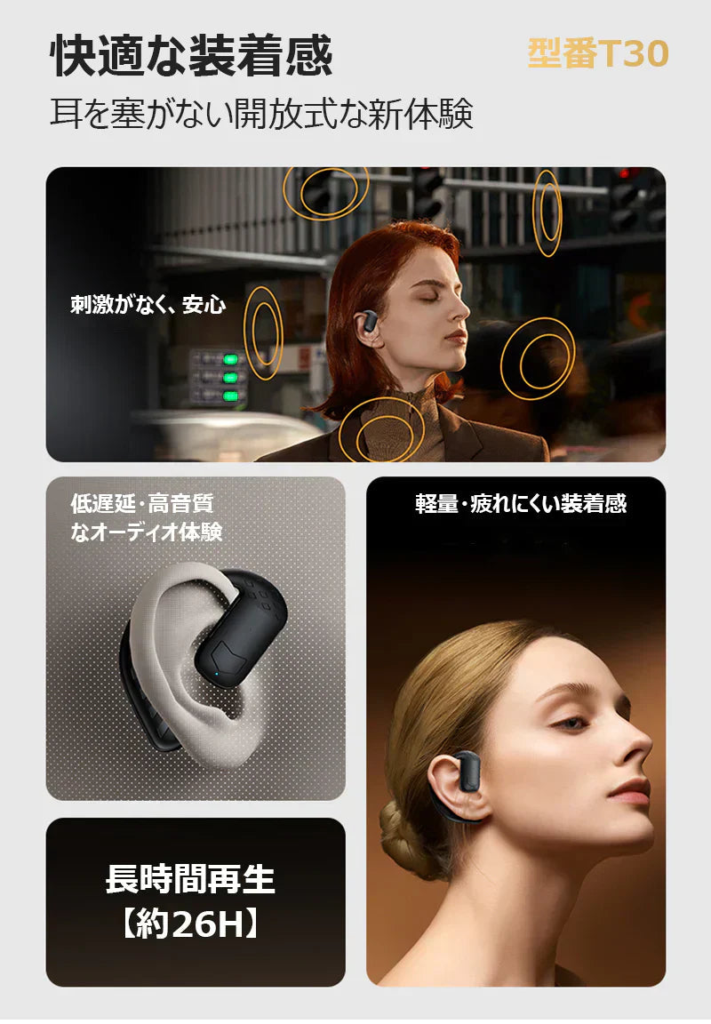 【左右耳兼用】ワイヤレスイヤホン 片耳 bluetooth5.4 180度回転 耳掛け式 IPX6防水 Hi-Fi高音質 ブルートゥースイヤホン type-C充電 耳を塞がない LED電力表示 快適 iPhone/Android適用 ハンズフリー w677C(ブラックpro)