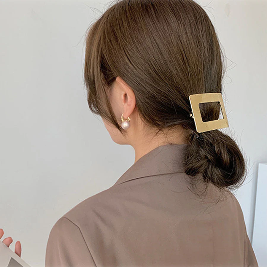 (F0262)バレッタ ヘアクリップ 髪飾り ヘアアクセサリー  ゴールド ヘアアレンジ 髪留め まとめ髪 オフィス