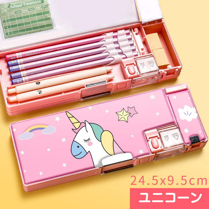 小学生筆箱 くま 両面開き 箱型 ペンケース ふでばこ 可愛い マグネット式 ソフト 小学校 入学祝い 入学準備 イラスト おしゃれ 色選べる 人気 流行り 女の子 男の子