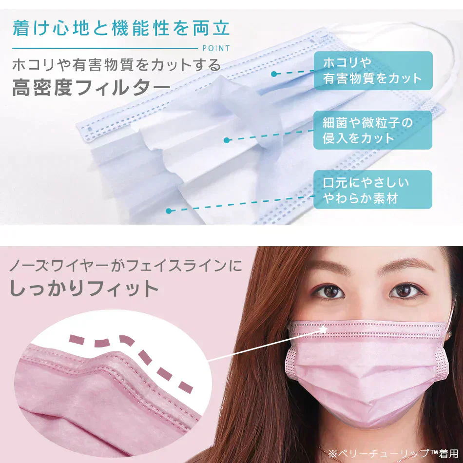 【やや小さめサイズ】【ホワイト】【250枚セット】プリーツマスク 両面同色 お買い得　訳あり品　数量限定　箱潰れ　カラーマスク 　ランダムセット