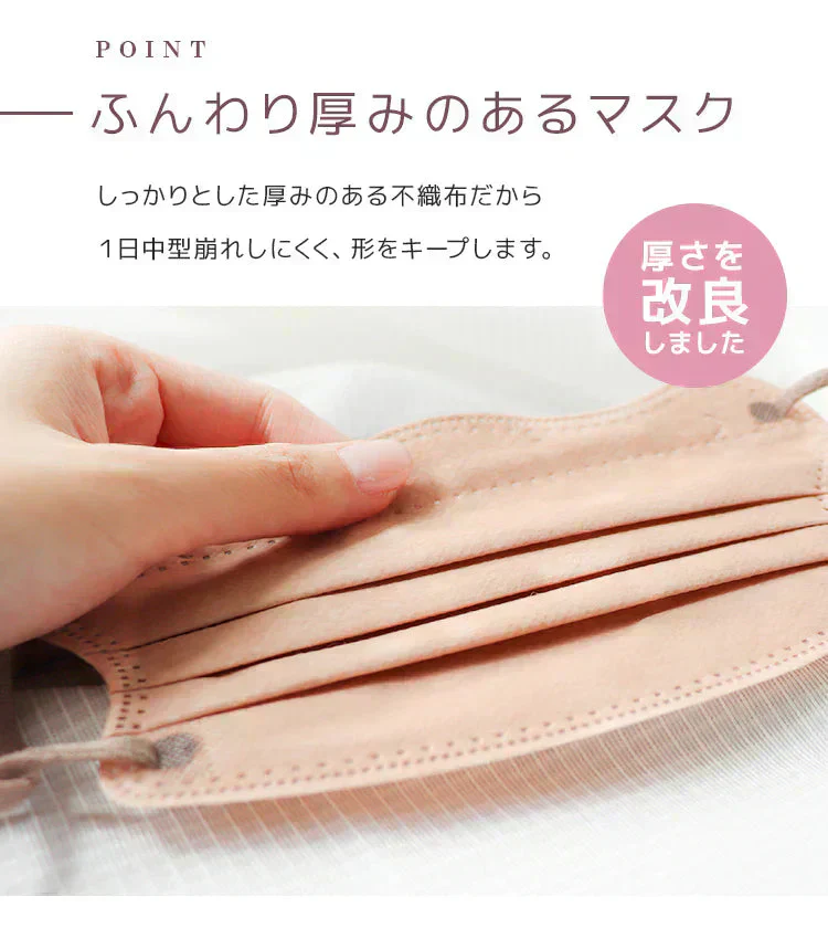 【やや小さめサイズ】【ピンクベージュ】【100枚セット】 4Dマスク お買い得　訳あり品　数量限定　カラーマスク 　ジュエルフラップマスク