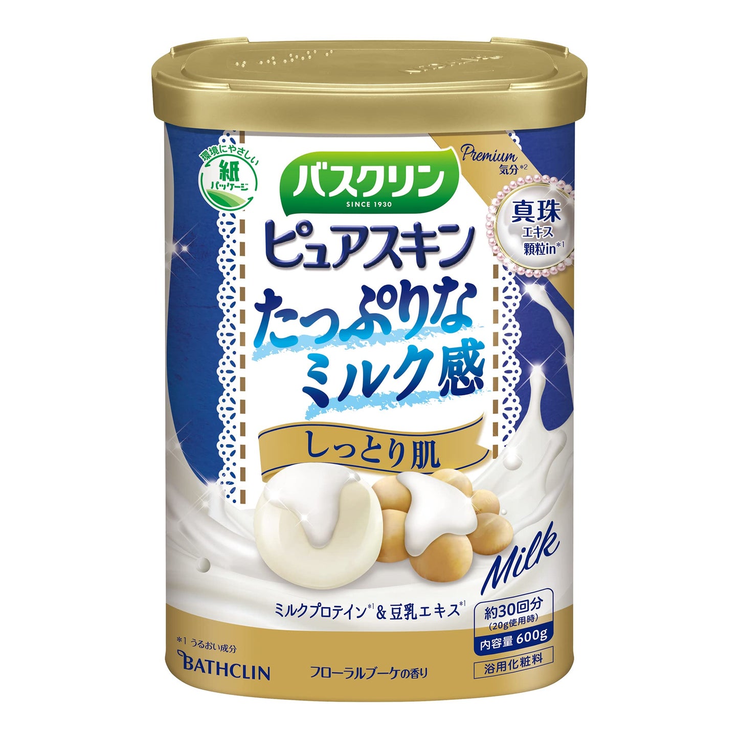 バスクリン　ピュアスキン　しっとり肌　６００ｇ 容量600G バスクリン 入浴剤