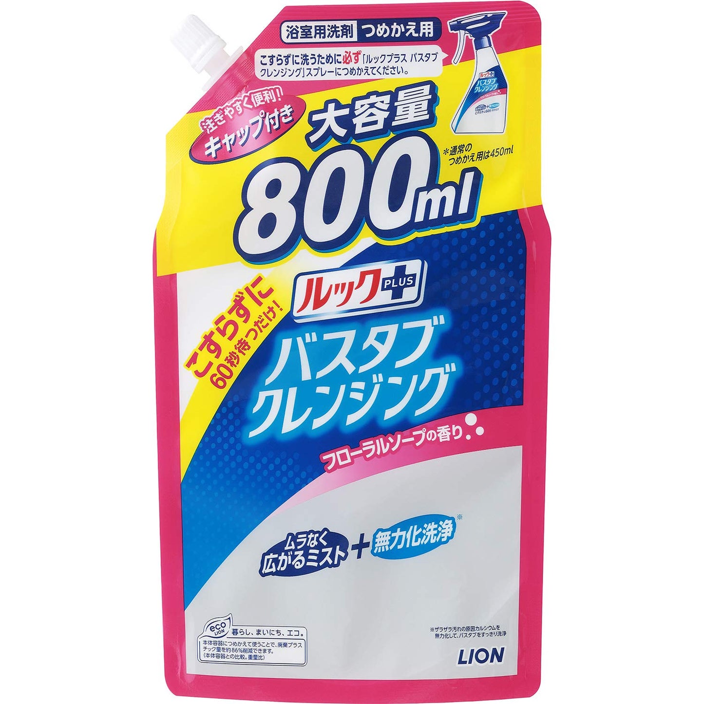 ルックプラス　バスタブクレンジング　詰替用大サイズ　フローラルソープの香り 容量800ML 住居洗剤・お風呂用