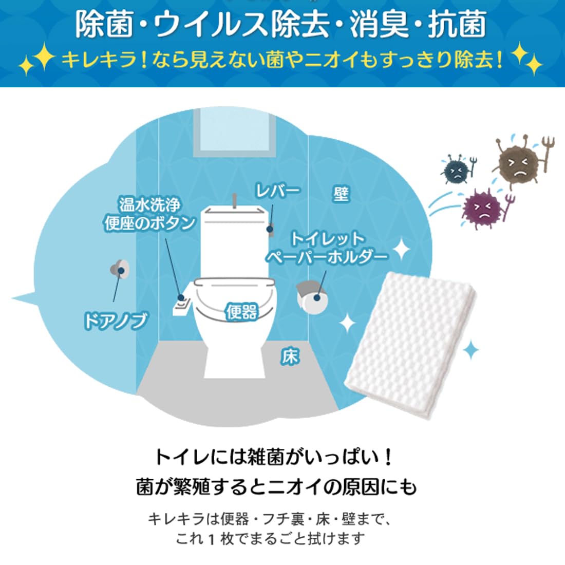 エリエールキレキラ！トイレクリーナー　１枚で徹底おそうじシートつめかえ用　２０枚容量20枚