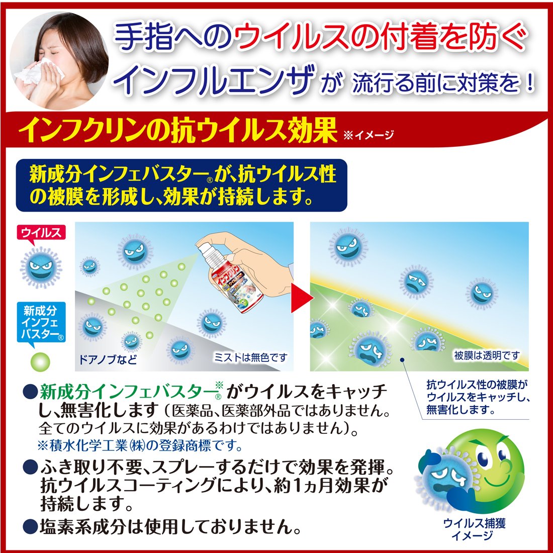 インフクリン　携帯用ミニスプレー　５０ｍｌ 容量50ML ＵＹＥＫＩ 衛生用品